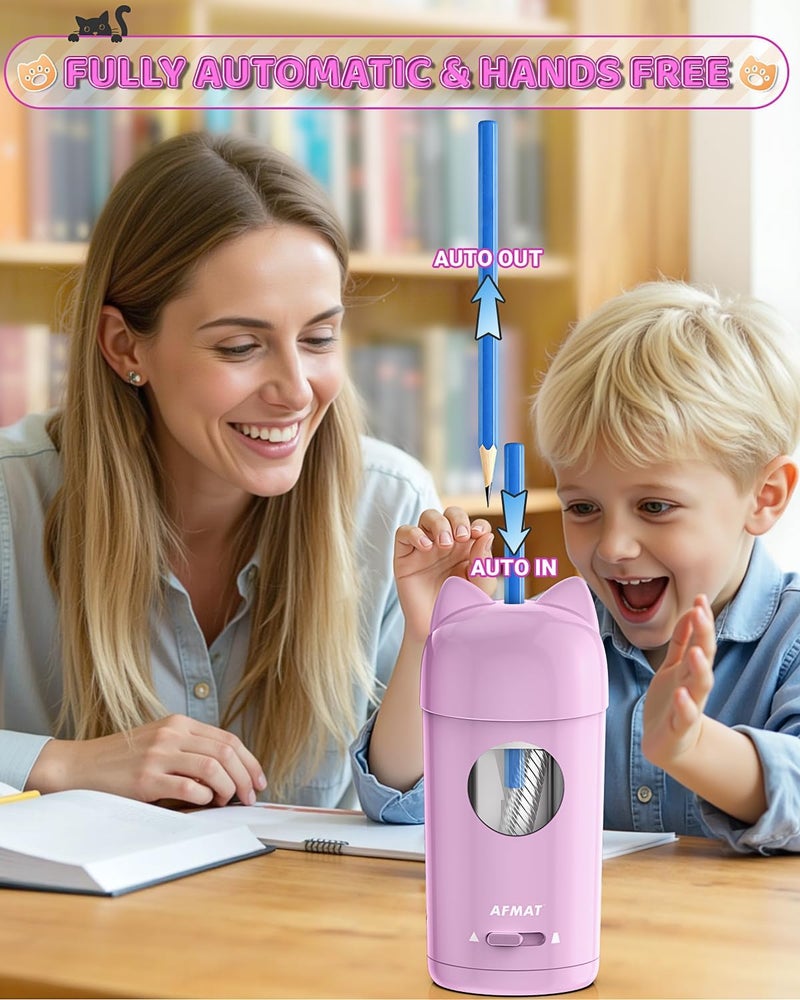 AFMAT Electric Pencil Sharpener, Automatic Pencil Sharpener, Auto in & Out, Colored Pencil Sharpeners for φ7-8mm Pencils, Rechargeable & Cordless, Battery Powered for Classroom Home School PSX9 - Image 2